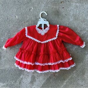 Red Lace Trim Kids Matching Set